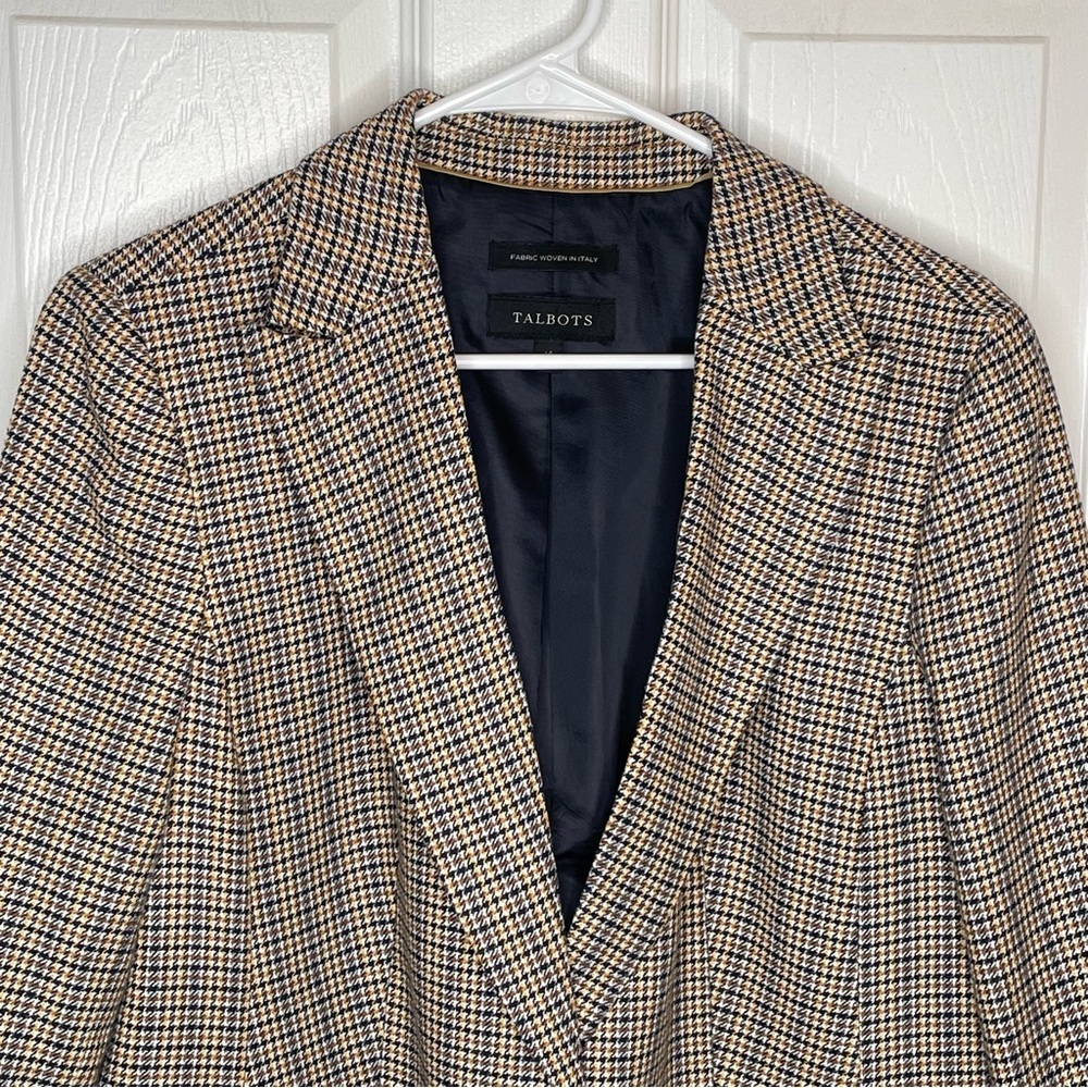 Talbots Houndstooth Wool Blend Woven From Italy Blazer Preppy Academia 14 - Picture 5 of 14